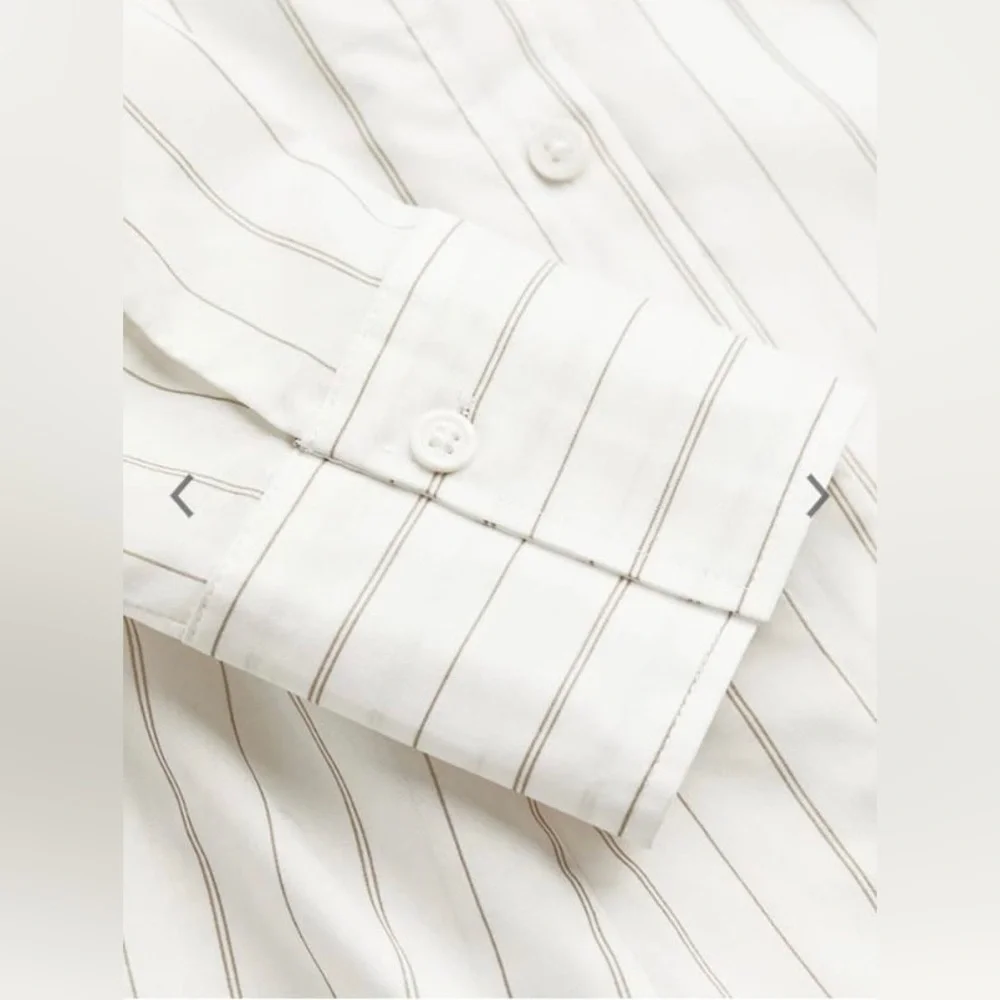 H&M white cotton poplin button down shirt •Size:XS•100%cotton•Brand new - Picture 4 of 7